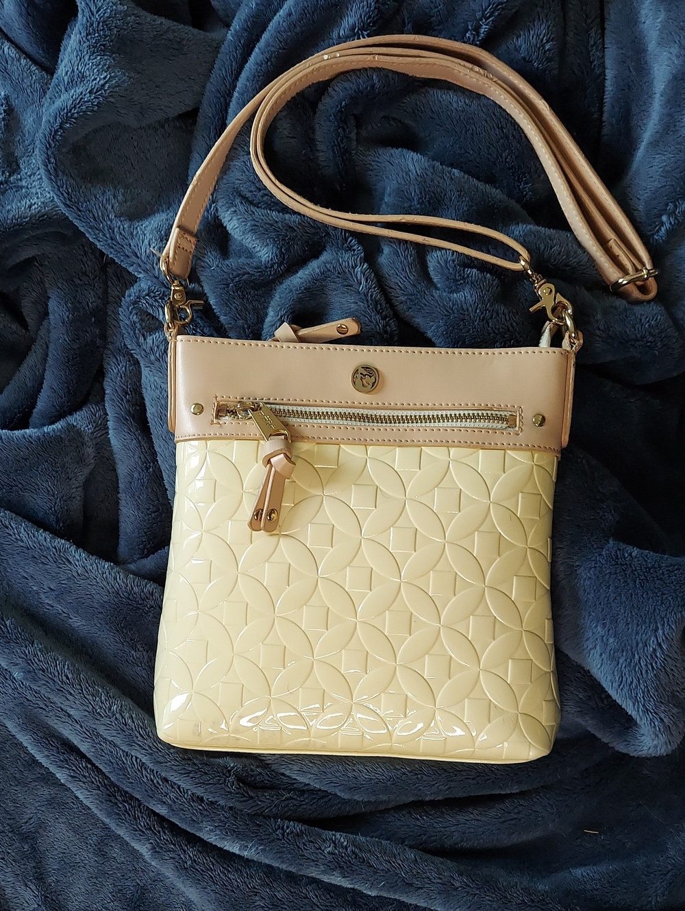 Spartina Classic Light Yellow Crossbody Bag with Natural Trim